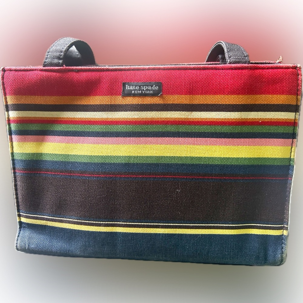 Boho multicolor striped canvas formed bag